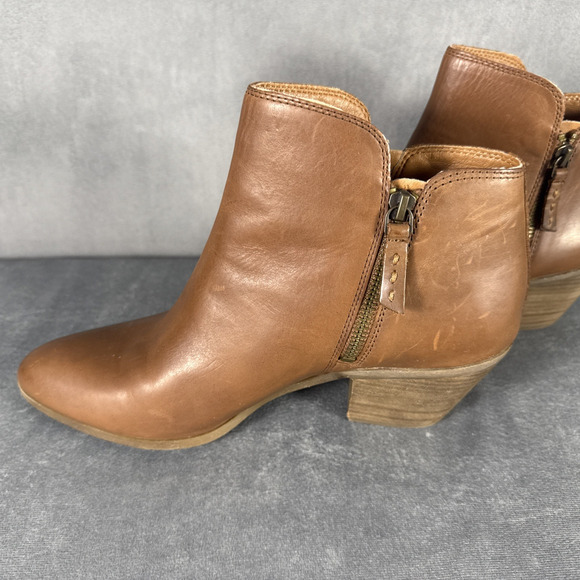 Frye Judith Double Zip Women's Wheat Brown‎ Leather Ankle Bootie 2.5 Heel 10M - Picture 9 of 16